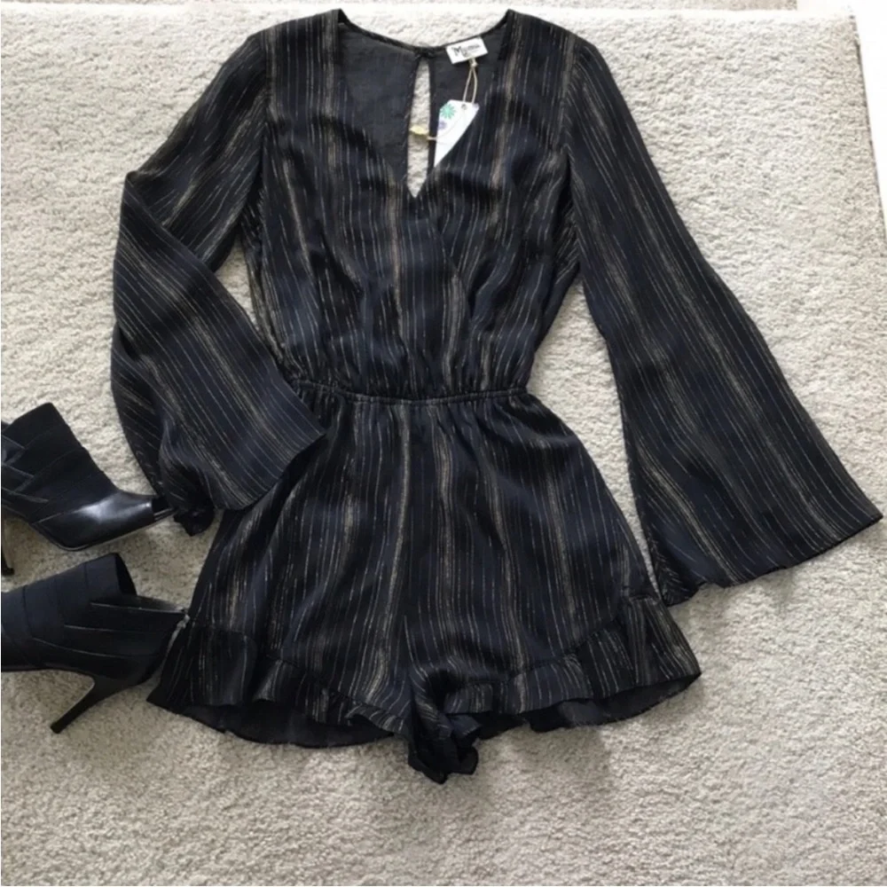 Show Me Your MuMu Loretta Romper in Sparkle & Shine Black - Picture 2 of 7